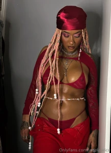 Lady in red with a little bit of gangster