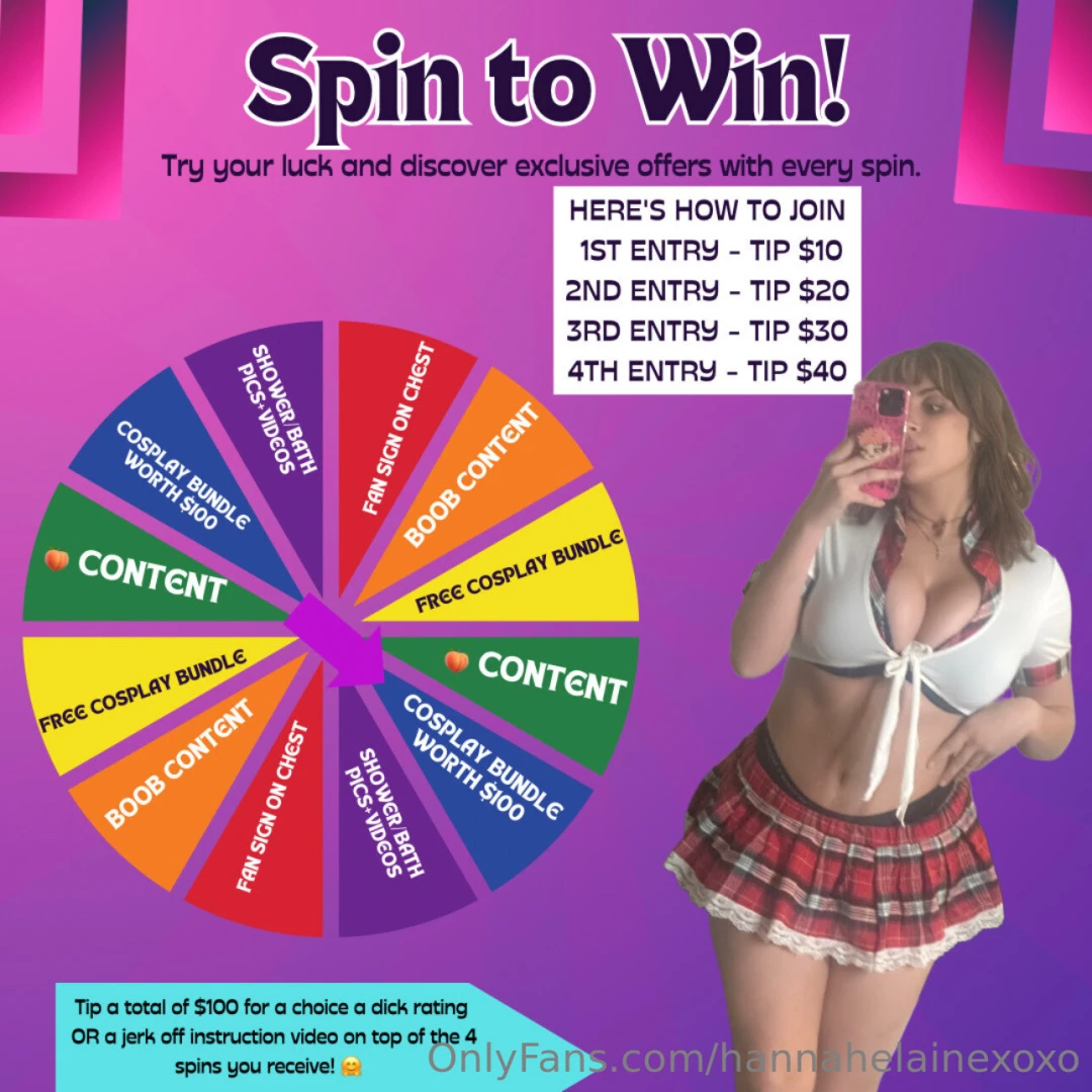 A new spin to win -same prizes but more reward 1st spin entry is only 