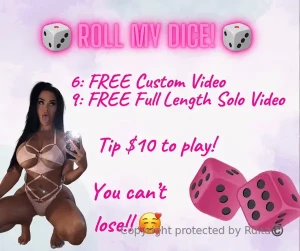 aysh32jx - Lets play tip 10 live vid of me rolling a dice right after your spin 