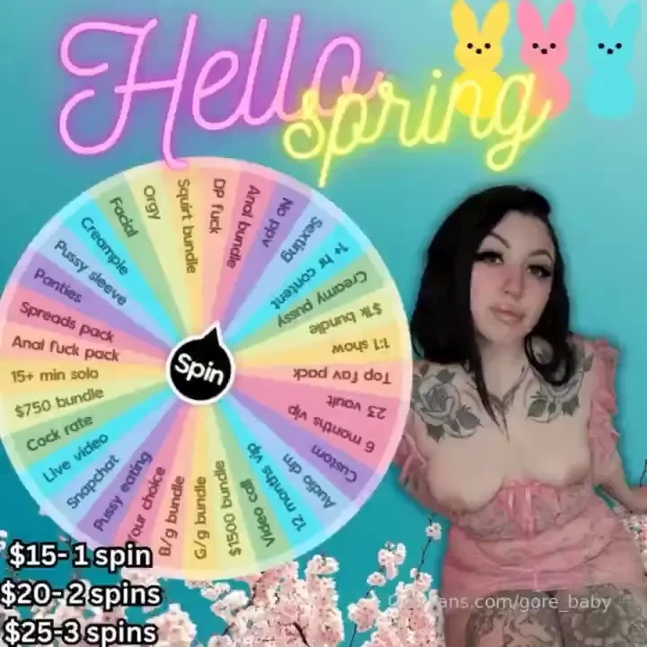15- 1 spin 20- 2 spins 25- 3 spins spring showers and may flowers come 