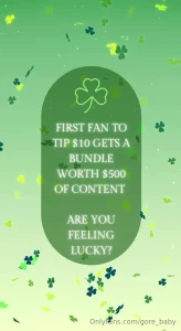 gore-baby - Are you feeling lucky first fan to tip 10 gets a 500 bundle part 1 