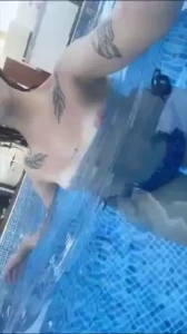 The best thing about having your own pool is being able to swim with
