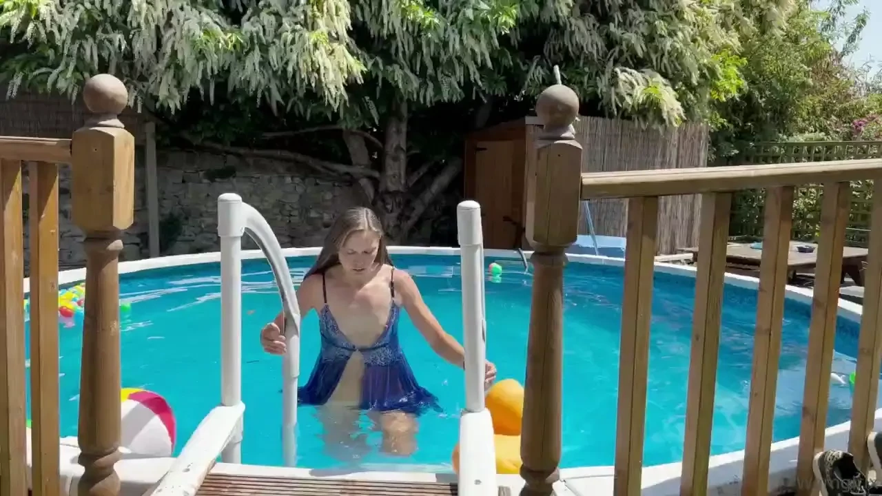 A hot summers day in blue lingerie short videos tease free outdoors 