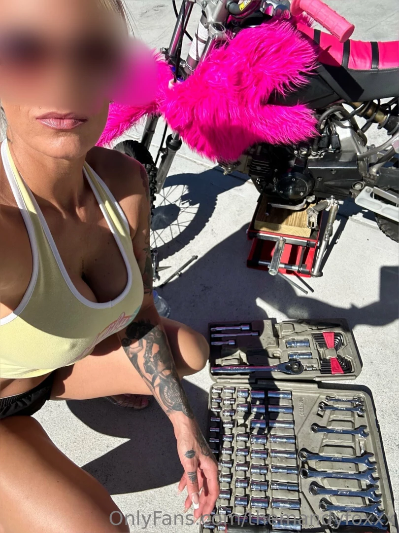 Gorgeous day to work on my pit bike idk why i m so serious in that 