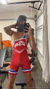 It s crazy how this huge thing fit s in my tight wrestling gear new