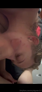 Sucking his cock with a great back view of my bare ass and pussy while