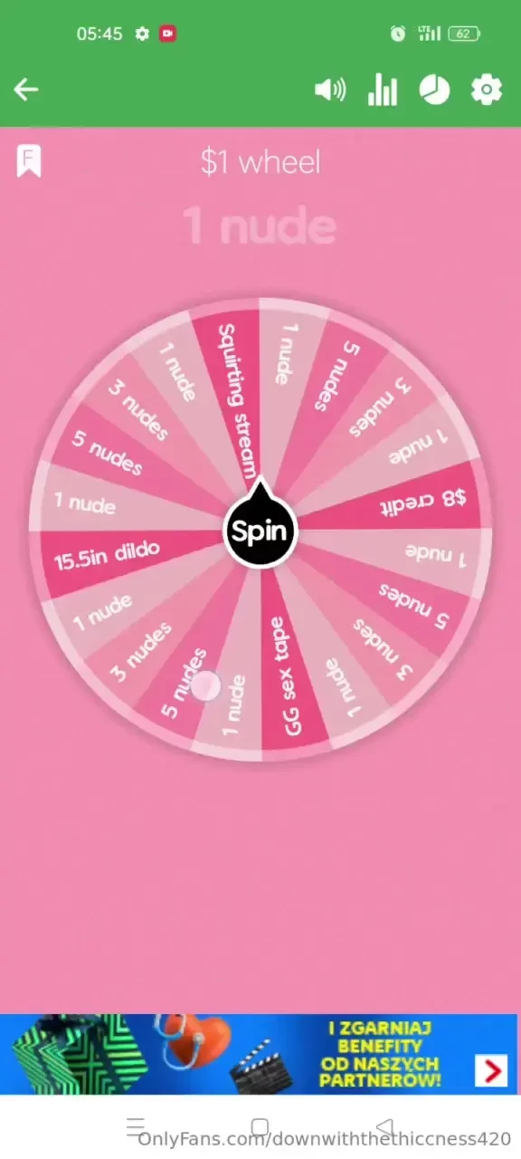1 wheel of wonders 1 per spin with a chance of winning a 15 5in dildo 