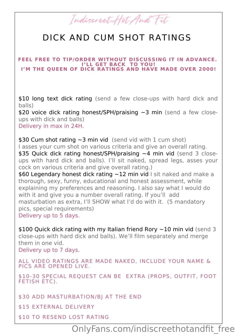 Swipe for all menus video calls and sexting ratings custom vids and 