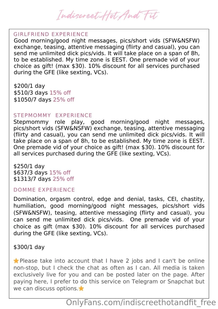 Swipe for all menus video calls and sexting ratings custom vids and part 1 