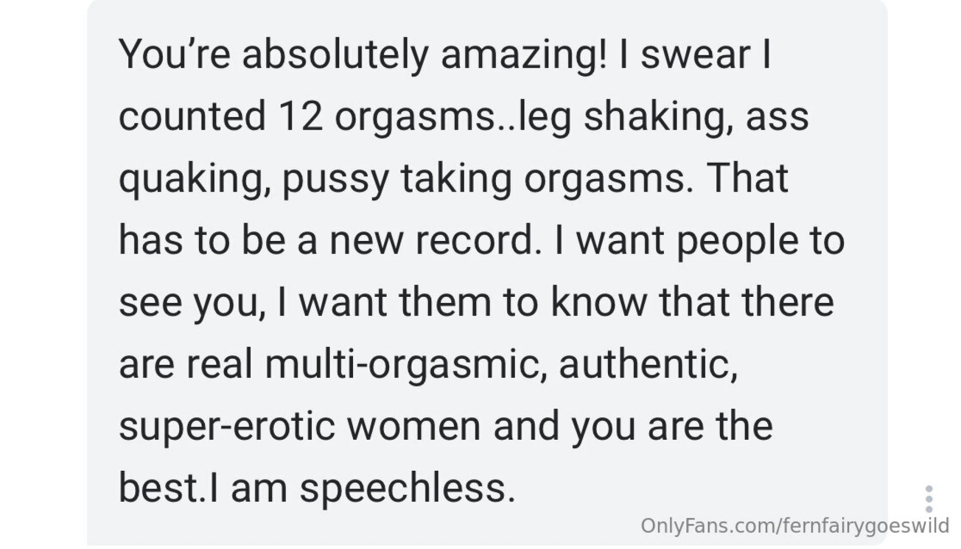 I thought i d just post a recent message with permission from a fan 