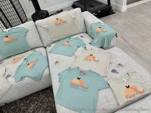 New fuzzy peach productions shirts