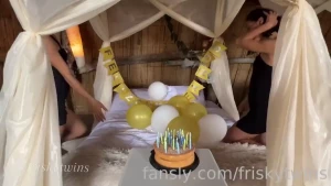 Our birthday was very hot friskyisa friskyana fyp sister twins fuck