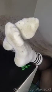 1 video 7 13 of my stinky sweaty feet in white adidas crew socks and