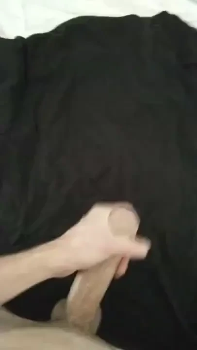 Same cumshot onto black t-shirt from my pov 