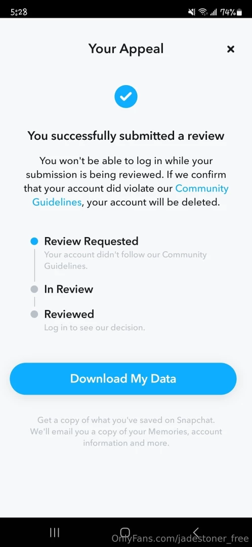 No longer on snap i ve been perma ban again which means they have 