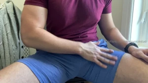 Soft spoken hard cock massage through the famous blue shorts 3 mins 54