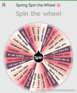 Spring spin the wheel simply tip this post to play i will send you a