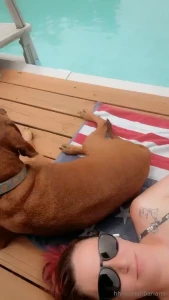 Pool side dog mom thigh thursday