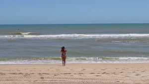 Tiny white bikini i set up between a few people fishing so i could be