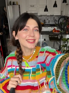 Today i m a walking rainbow in a colorful sweater spreading warmth and