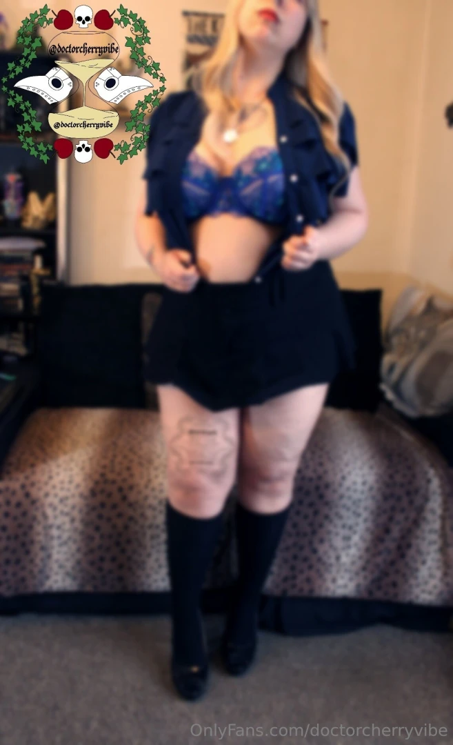 Re-upload mask less blue top and short skirt amp heels 