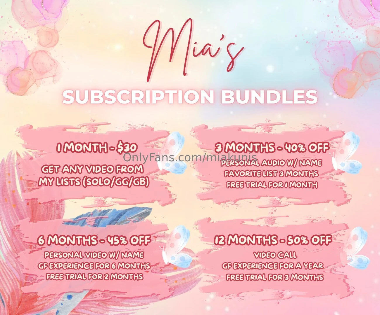These are your benefits for each subscription bundles 
