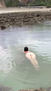 Swimming in the rock pools by the the road