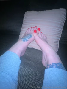 Pink toes on a pink pillow