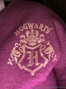 Feeling naughty in my hogwarts sweater with a white and grey striped part 5