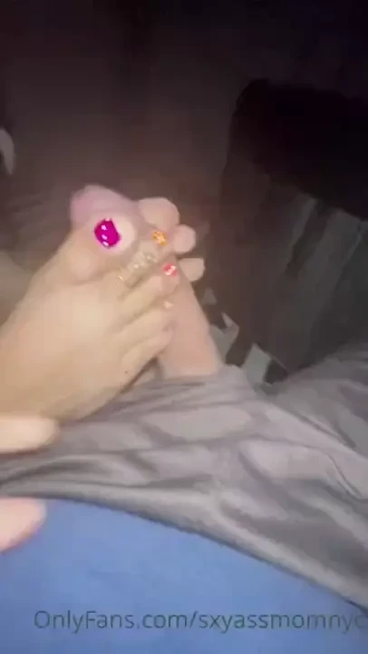 Enjoy a stormy night footjob where my colorful toes grip amp stroke 