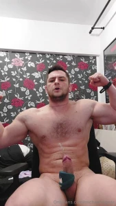 Two videos with my cumshot and muscle show big cumshot with lovesense part 2