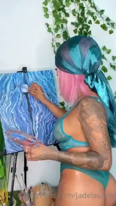 Getting creative and painting in my lingerie xx 