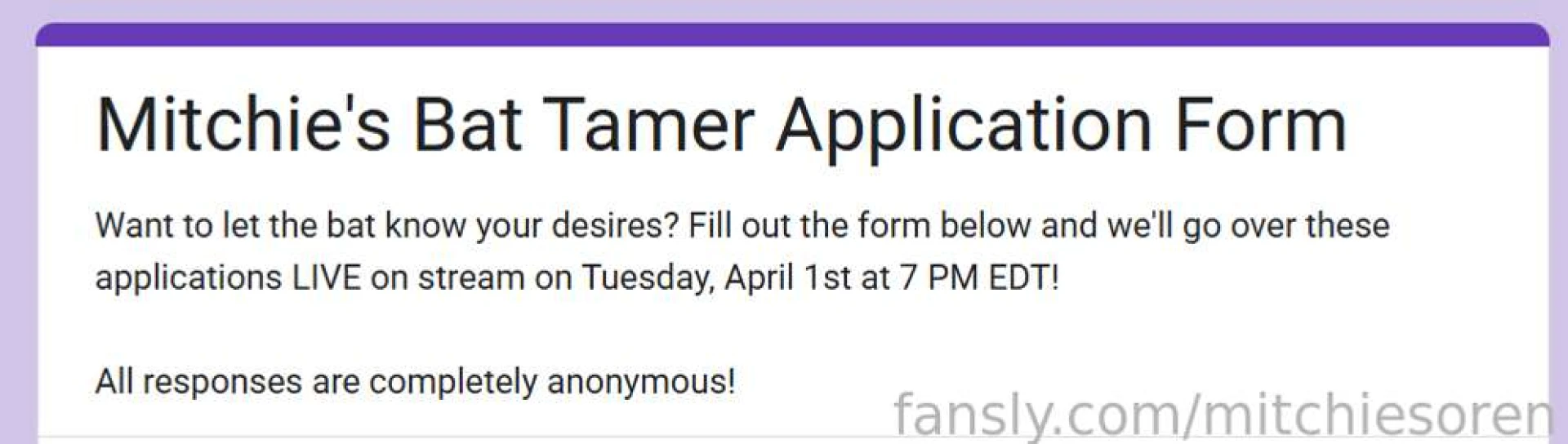 Submissions are now open for our bat tamer applications fill out this 