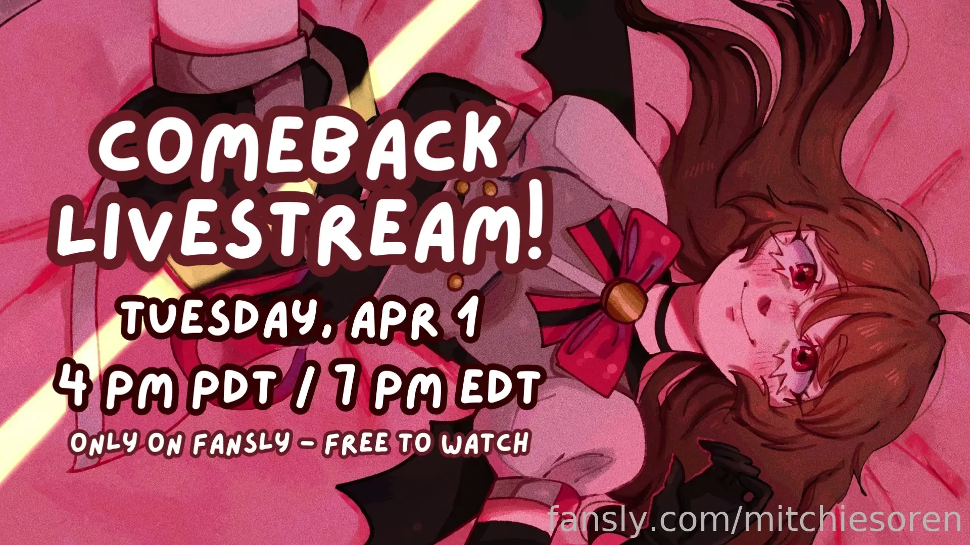 Stream alert our first fansly livestream of april is tonight at 7 pm 