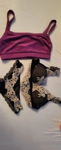 Purple top floral black lace lingerie