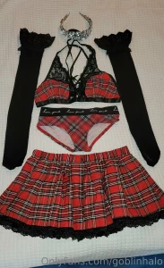 Plaid princess school girl fit with thigh high stockings lots of vides