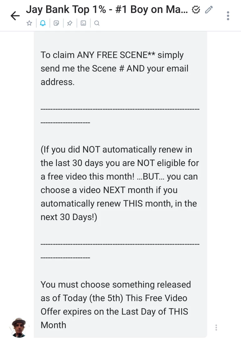 Choose any free video now free monthly video offer was just sent out 