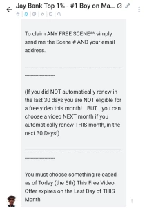 Choose any free video now free monthly video offer was just sent out