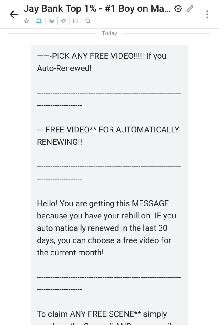 Choose any free video now free monthly video offer was just sent out part 1 