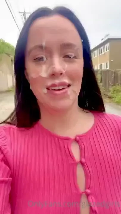 Watch shaecutie walk down the street with cum on her face please like 