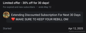 Extending discounted subscription for next 30 days make sure to keep
