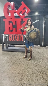 Me cosplaying as wonder woman at a convention last year any tips will