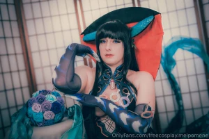 Me using the flower ball i made for yang guifei in every picture