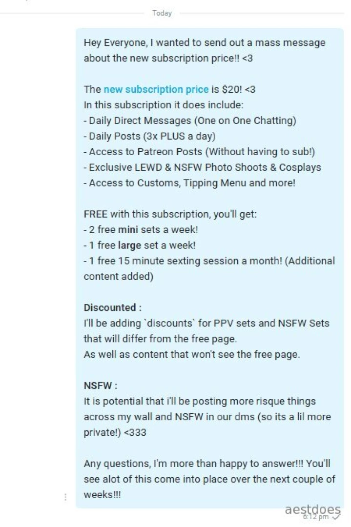 New subscription prices and perks please bare in mind this has been a 