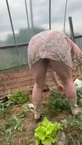 Are you looking at my butt plug while i pick these weeds