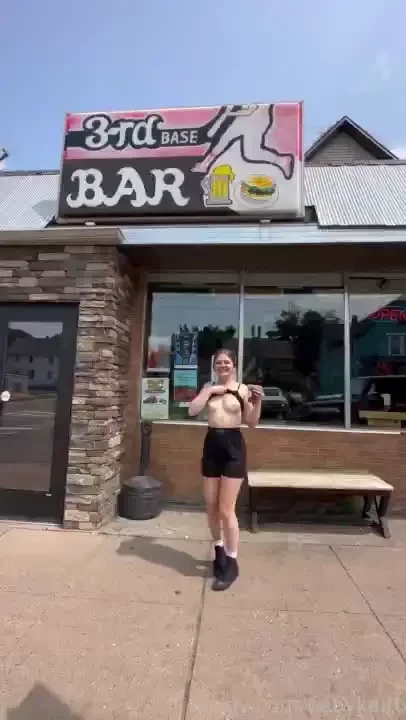 Showing my tits everywhere i go outside the bar at the brewery while 