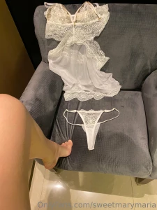 Taking off the white dress and underwear photos