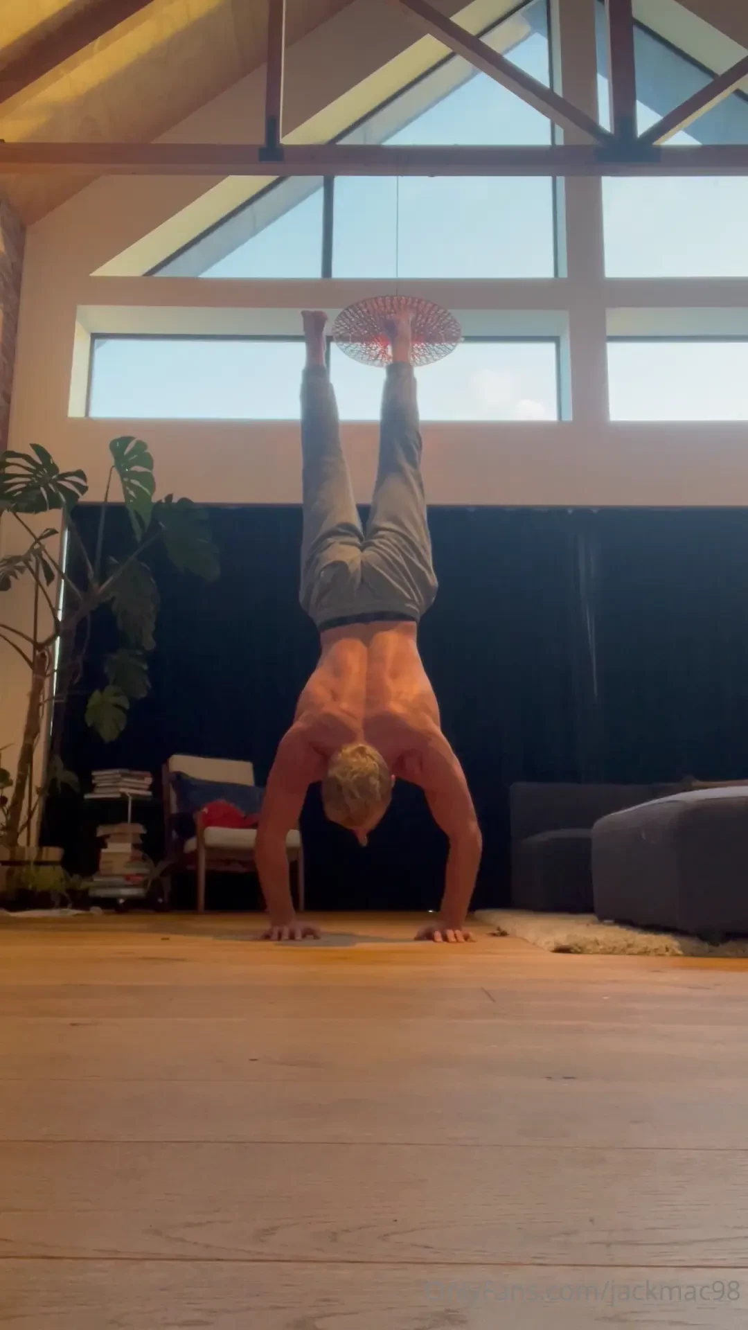 Working on my handstand push ups trying to gain the balance to go all 