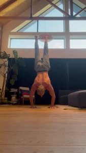 Working on my handstand push ups trying to gain the balance to go all