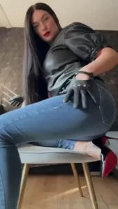 Leather jeans heels amp spit